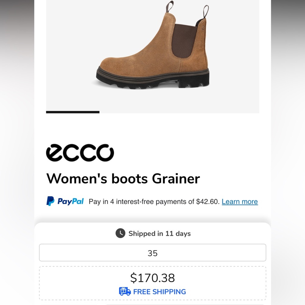 ECCO Women's Camel Suede Chelsea Boots New Without Tags